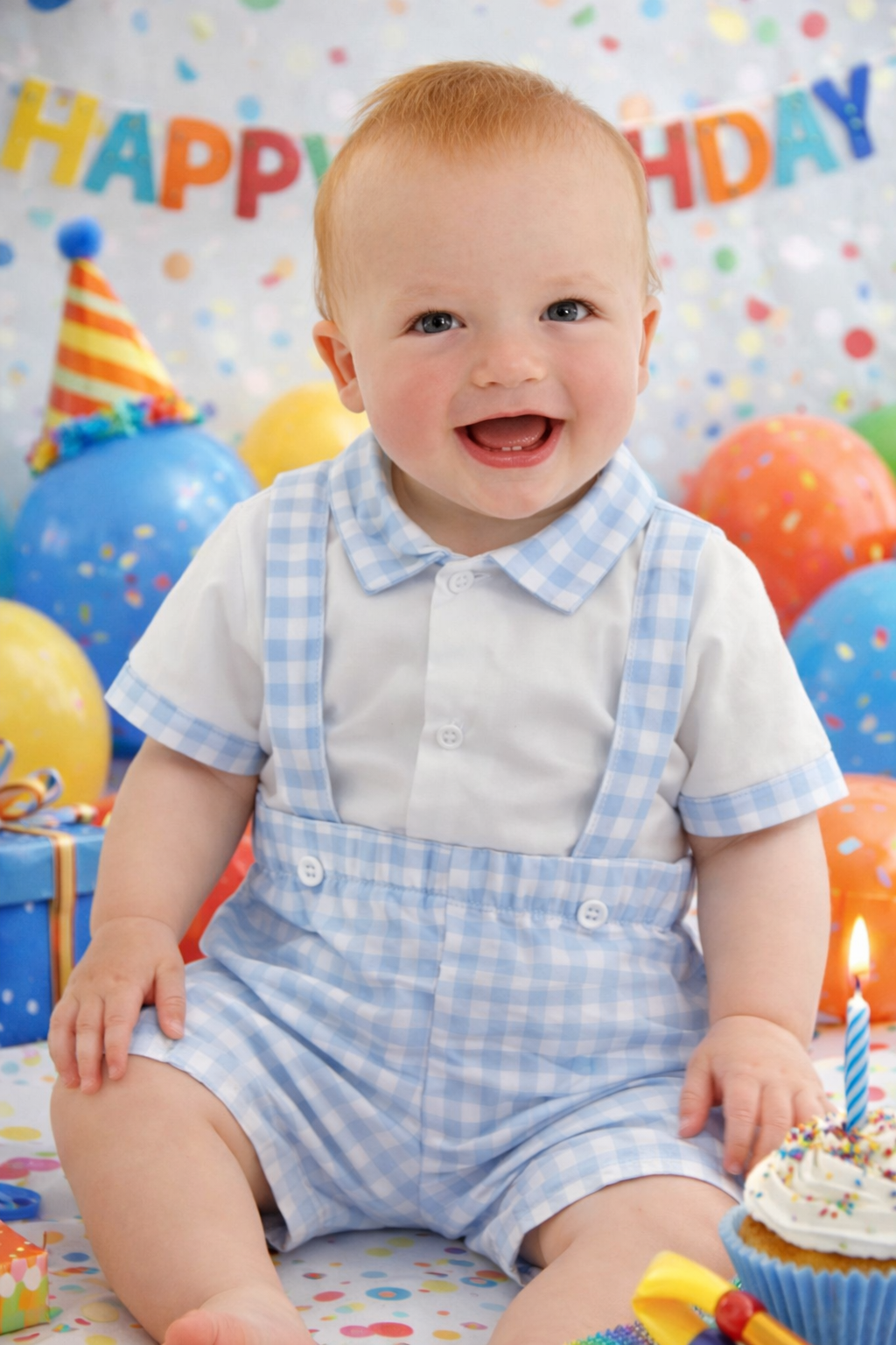 Baby Boys Spanish Gingham set - Blue