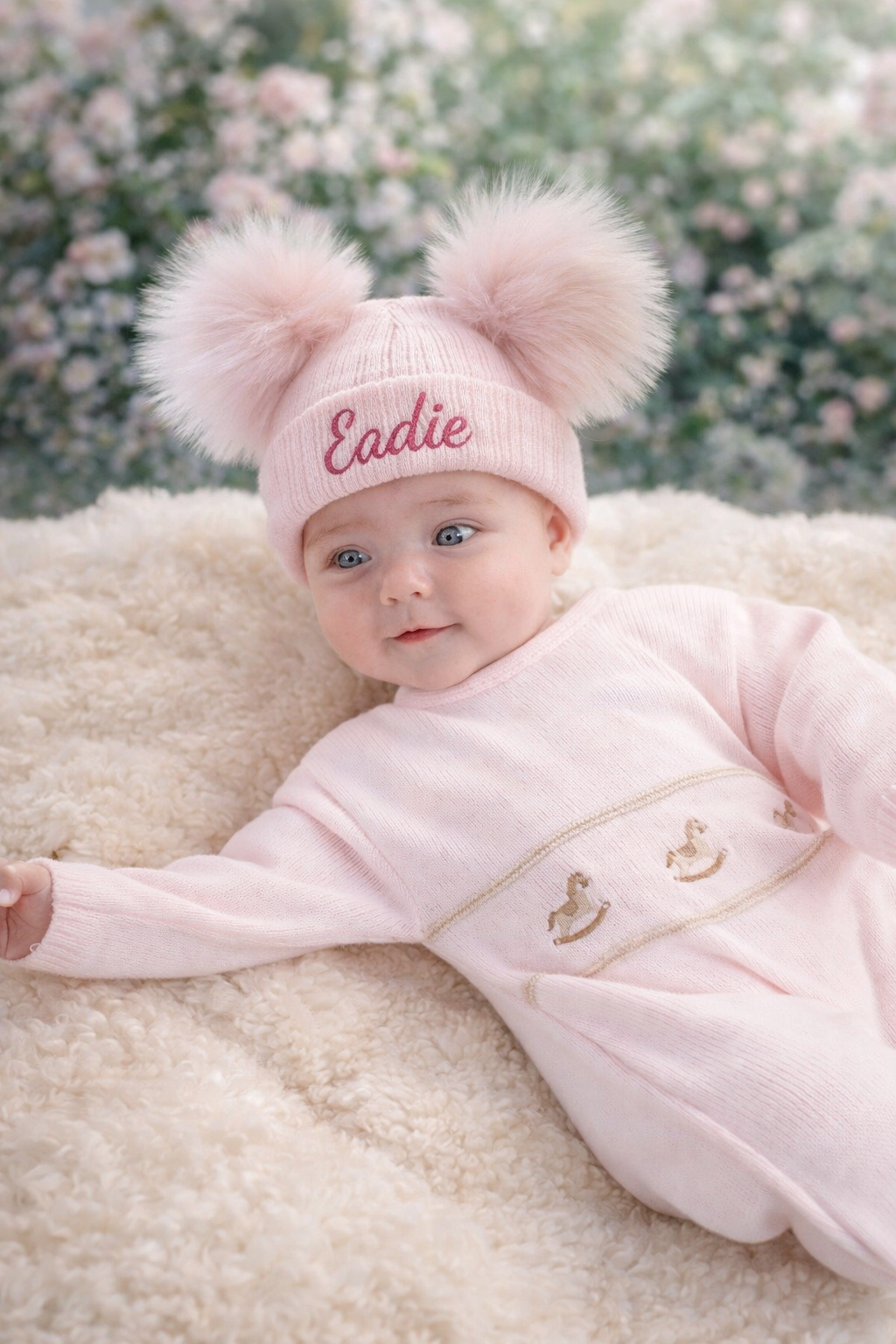 Rocking Horse Knitted Onesie - Pink