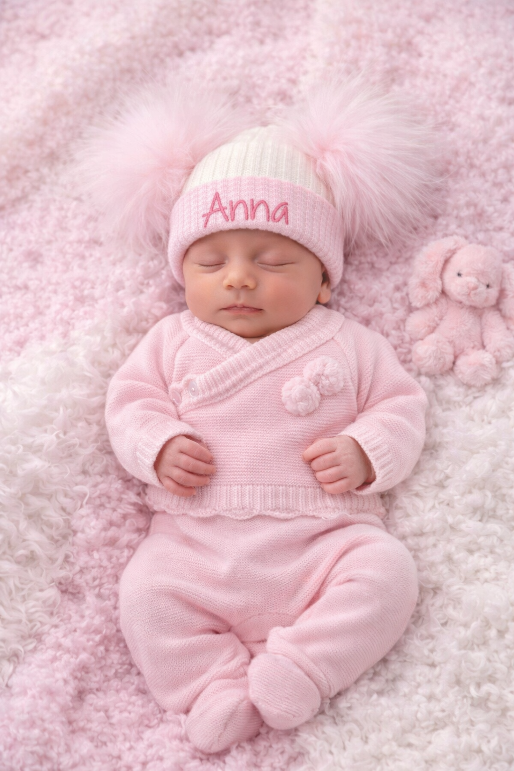 Wrap Over 2 piece set with Poms - Pink