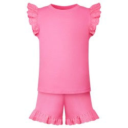 Frill style anglaise personalised shorts & top set - Lemons