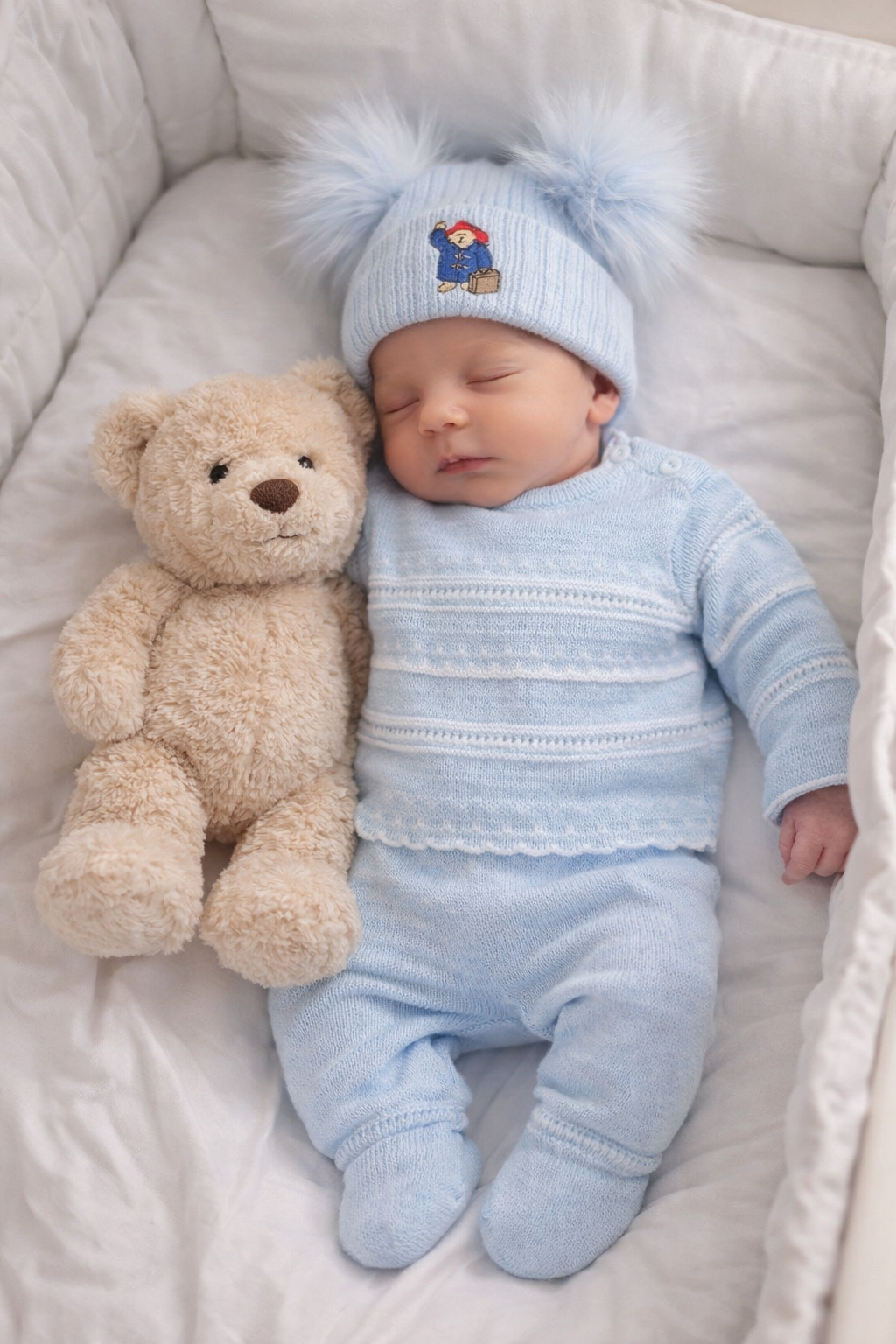 Knitted 2 piece Set - Blue/White
