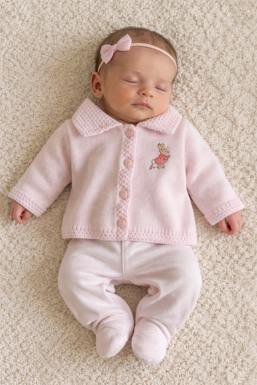 Button up Cardigan with Collar Baby Pink Run Rabbit