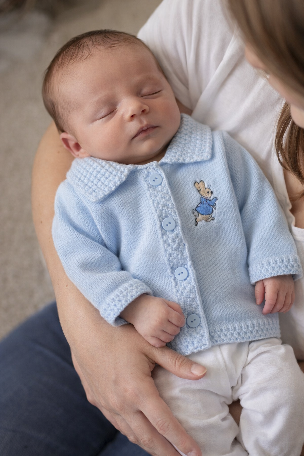 Button up Cardigan with Collar Blue Run Rabbit