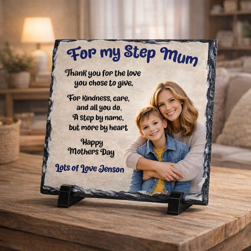 Mothers Day personalised photo slate gift - Step Mum
