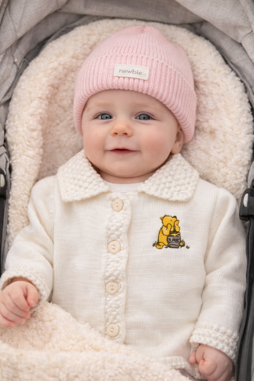 Button up Cardigan With Winnie The Pooh - White