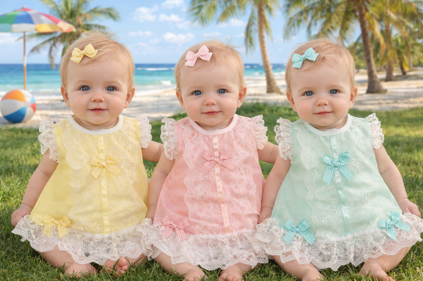 Baby Girls Spanish Dress With Pants - Pink Yellow Green
