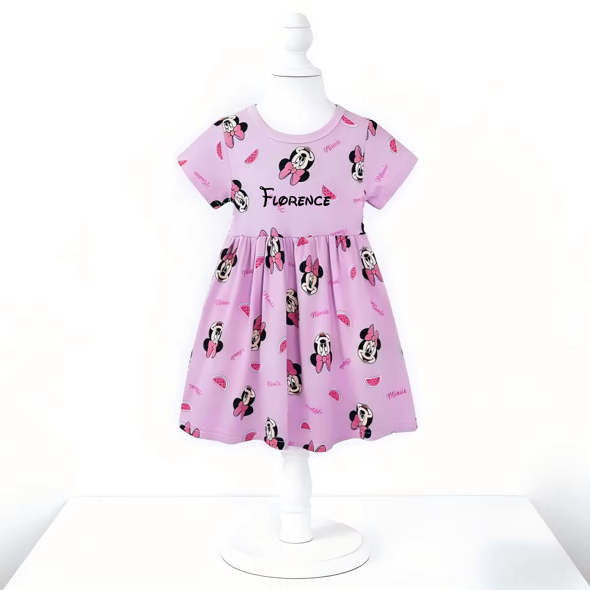 Personalised Pink minnie Character kids Summer Dress