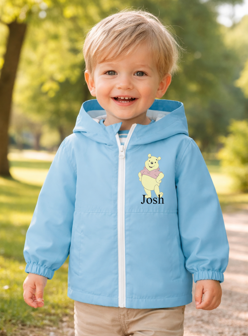 Baby/Toddler personalised Rain coat Blue Winnie The Pooh