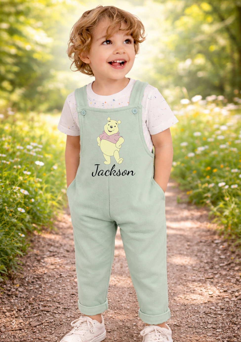Kids / Baby / Toddler Personalised dungaree set Winnie the Pooh