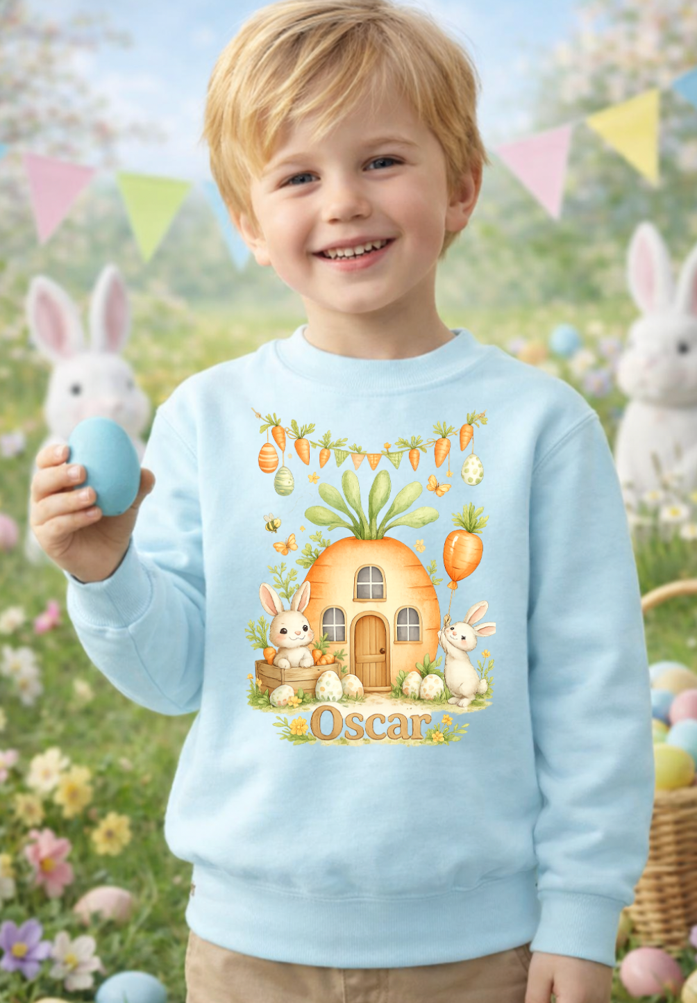 Easter carrot personalised kids sweater