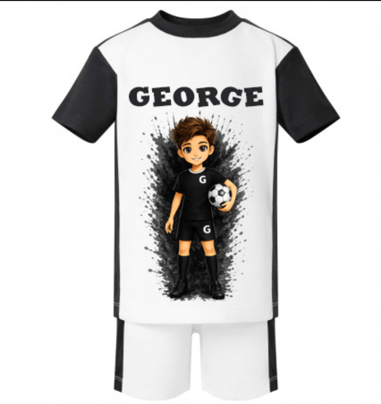 Sports short & T-shirt personalised kids character set