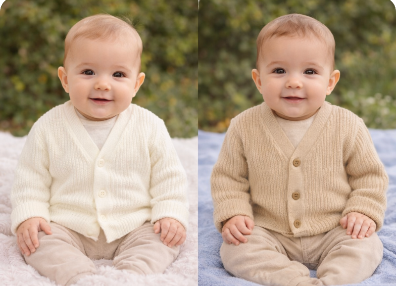 Button up Cardigan With Hello World - Taupe & White