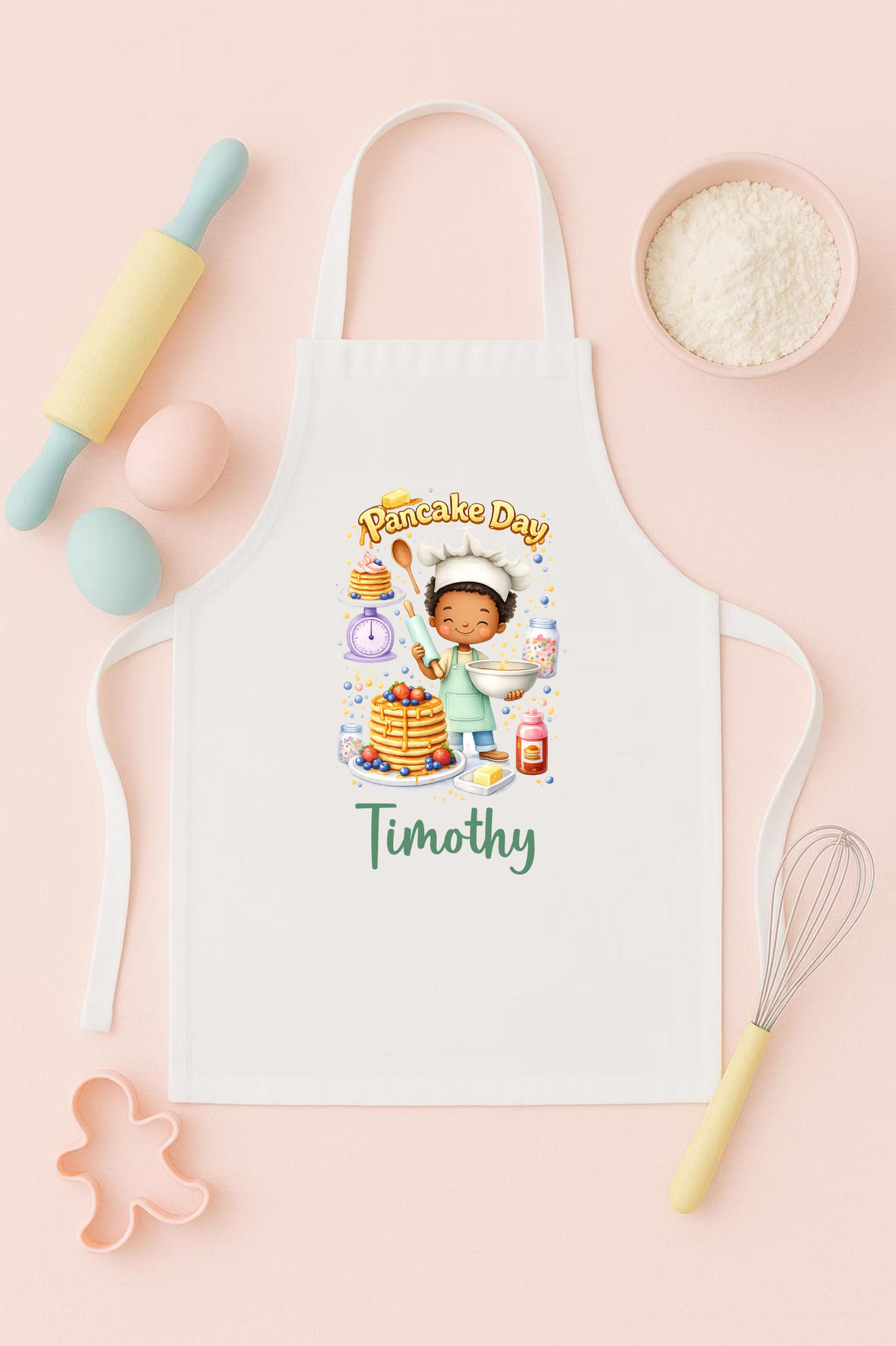 Kids personalised pancake day baking apron