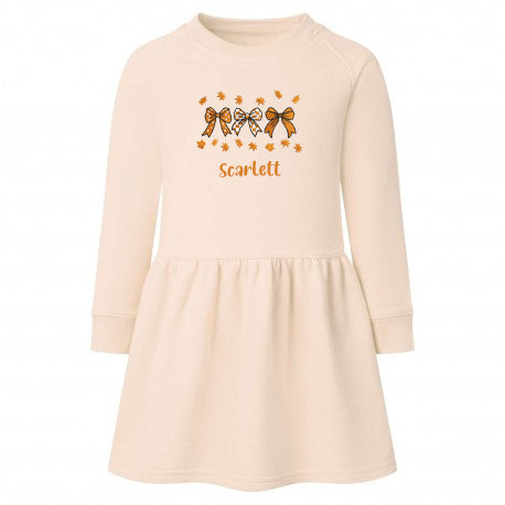 Autumn Bows Embroidered personalised kids sweater dress