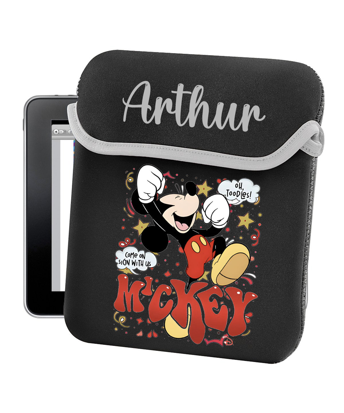 Personalised reversible ipad/tablet sleeve storage case Mickey Mouse
