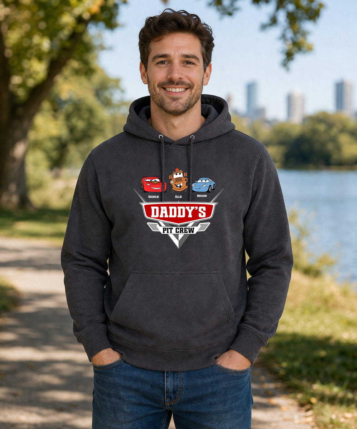 Daddy's Crew Fathers Day personalised Adults Hoodie