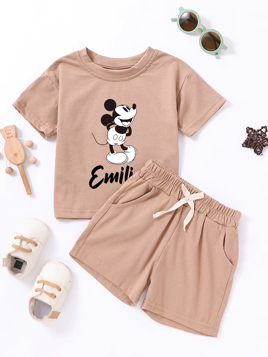 Mickey Mouse printed kids personalised Short & t-Shirt Set