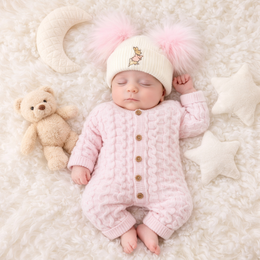 Button up knitted onesie - Pink
