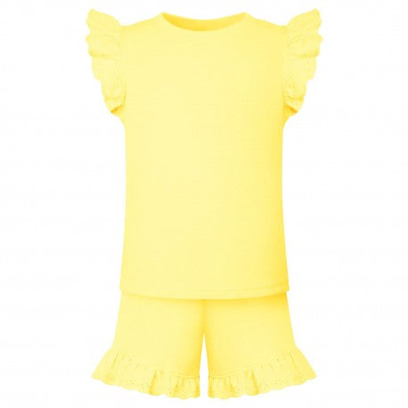 Frill style anglaise personalised shorts & top set - Lemons