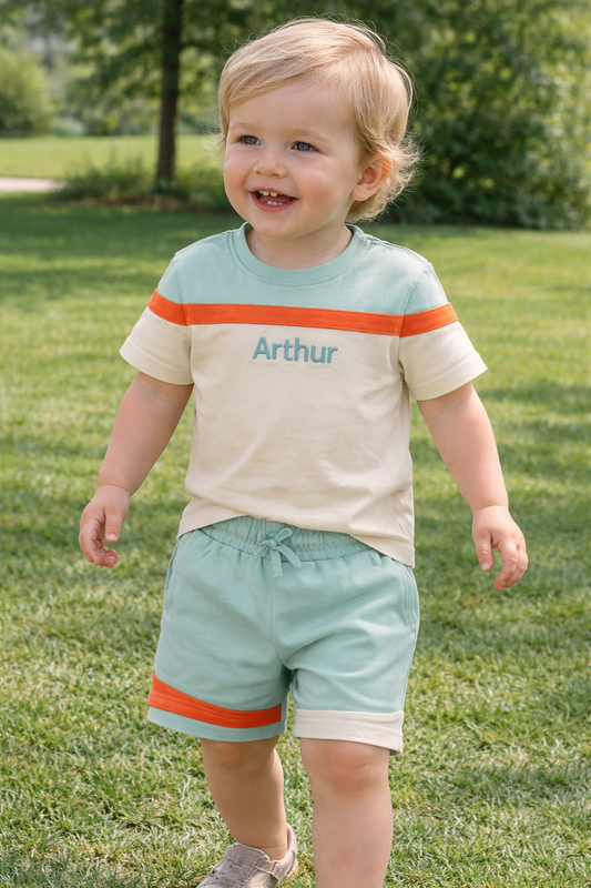 Colourblock Personalised Sorts & T-Shirt set - Various colour sets available