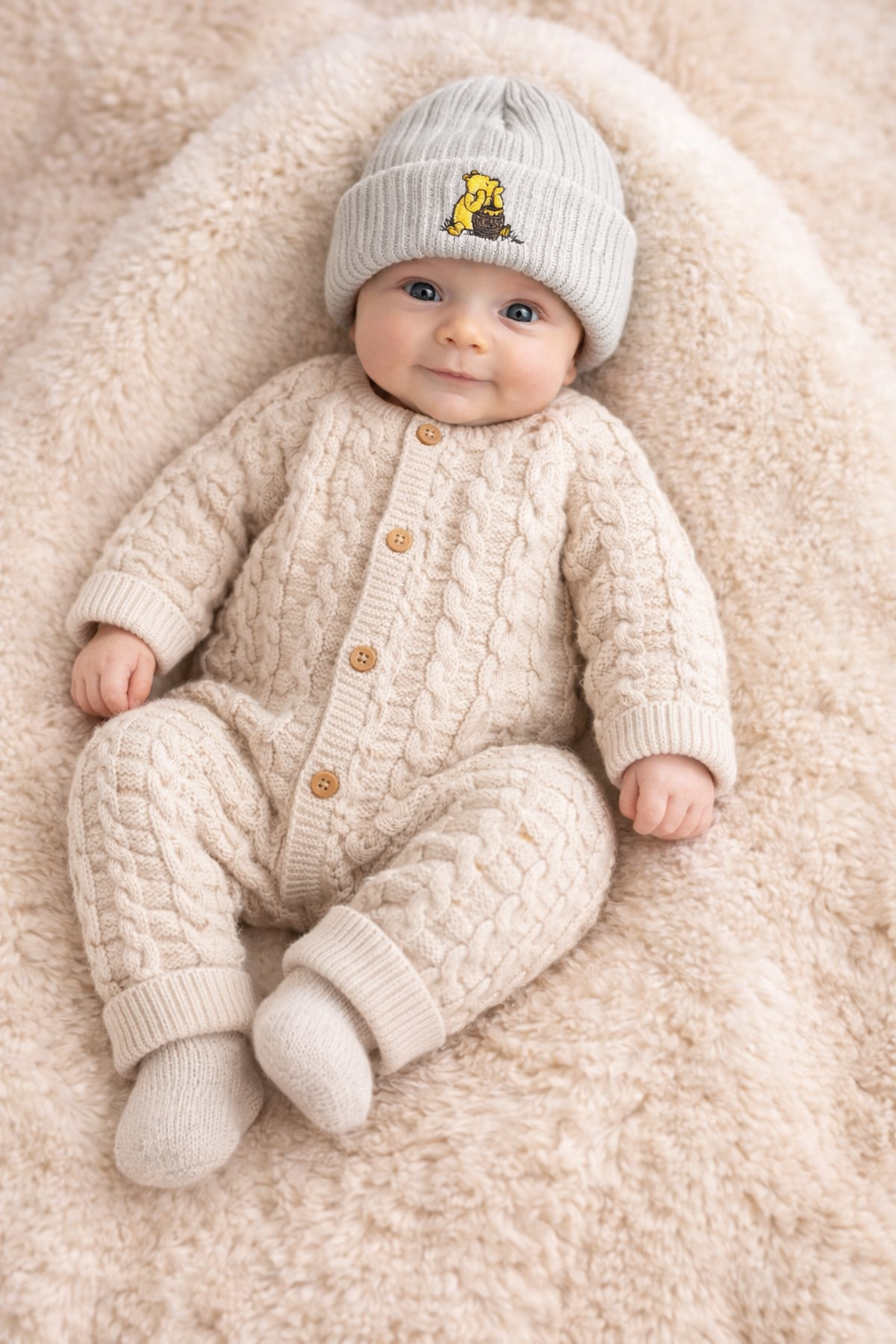 Button up knitted onesie - Taupe