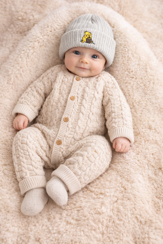 Button up knitted onesie - Taupe