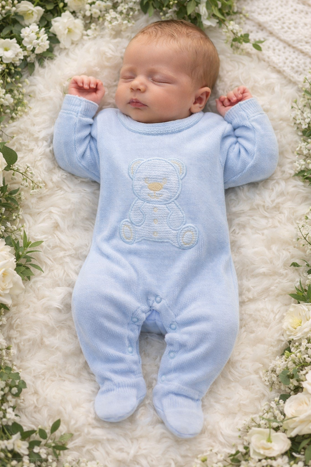 Teddy Bear Knitted Onesie Blue