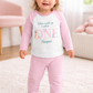 Pink Rabbit & flowers When I Wake Up Personalised pink stripe Birthday Pyjamas Pjs