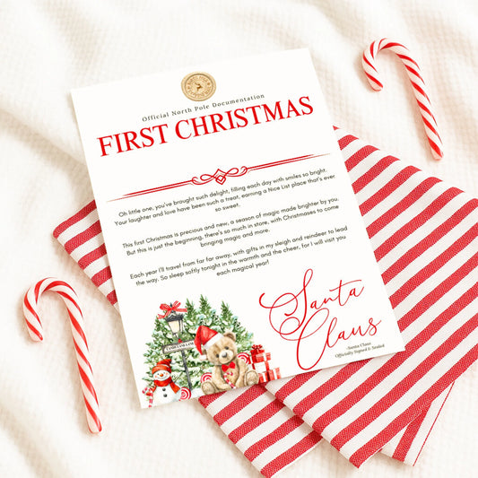Personalised kids First Christmas Santa letter Red