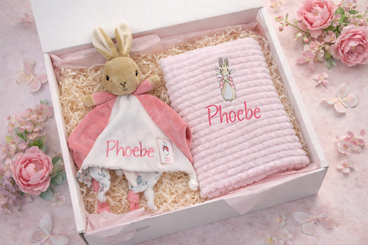 Flopsy bunny personalised Blanket & Comforter baby Gift Set