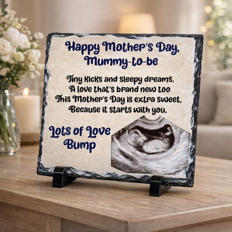 Mothers Day personalised photo slate gift - Mum to be