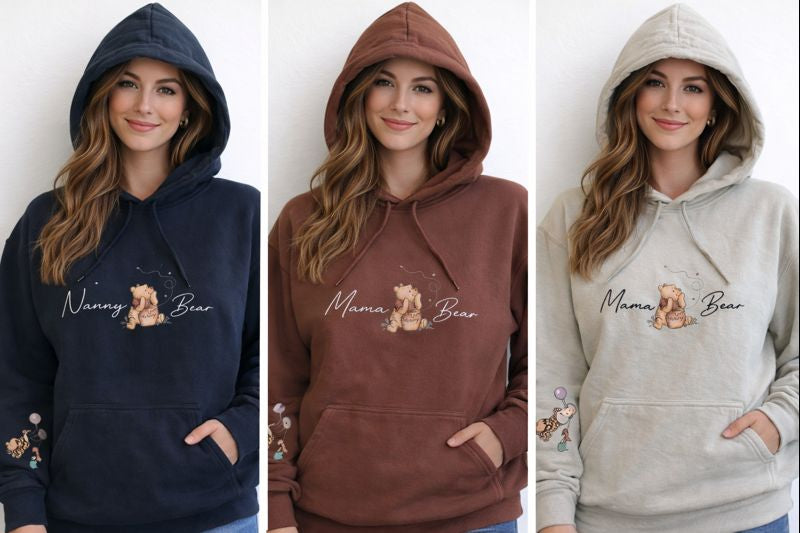Adults Winnie the Pooh Personalised "Mummy Bear" Hoodie