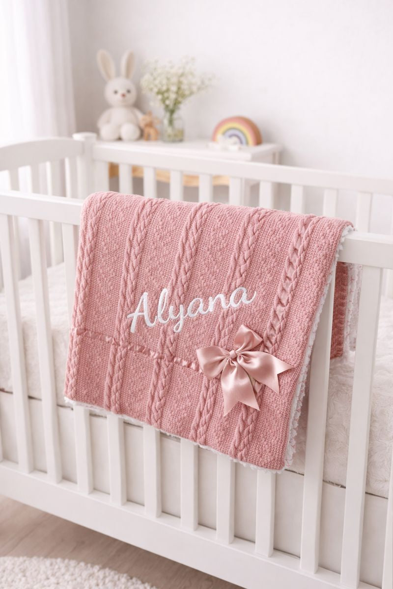 Huxley Baby Blanket Dusky Pink