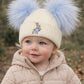 Blue Bunny Double Pom Hat - 3+ Months
