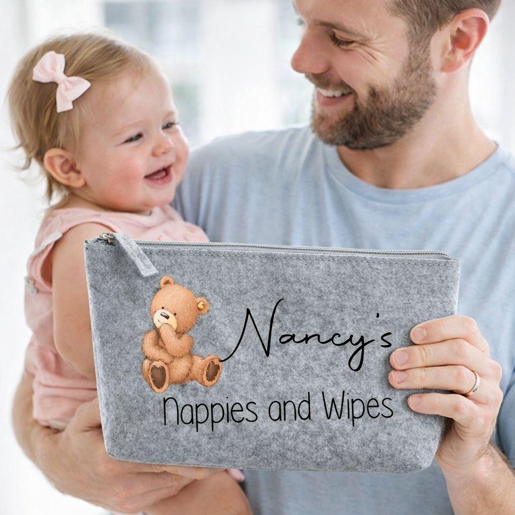 Nappy and Wipes storage bag with teddy design