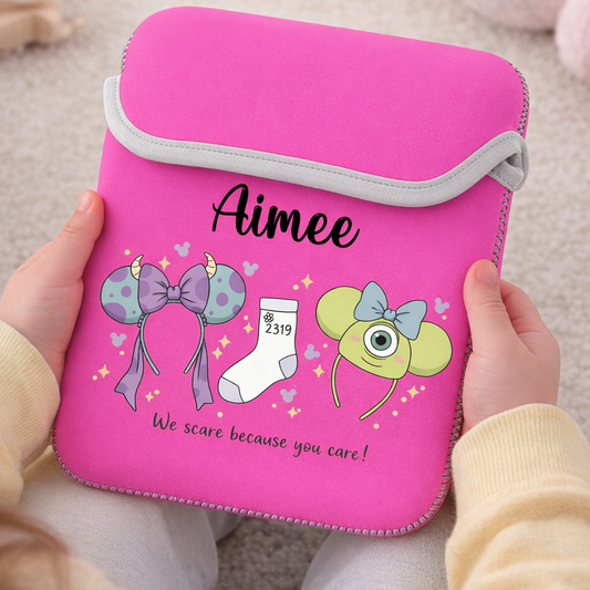 Personalised reversible ipad/tablet sleeve storage case Monsters