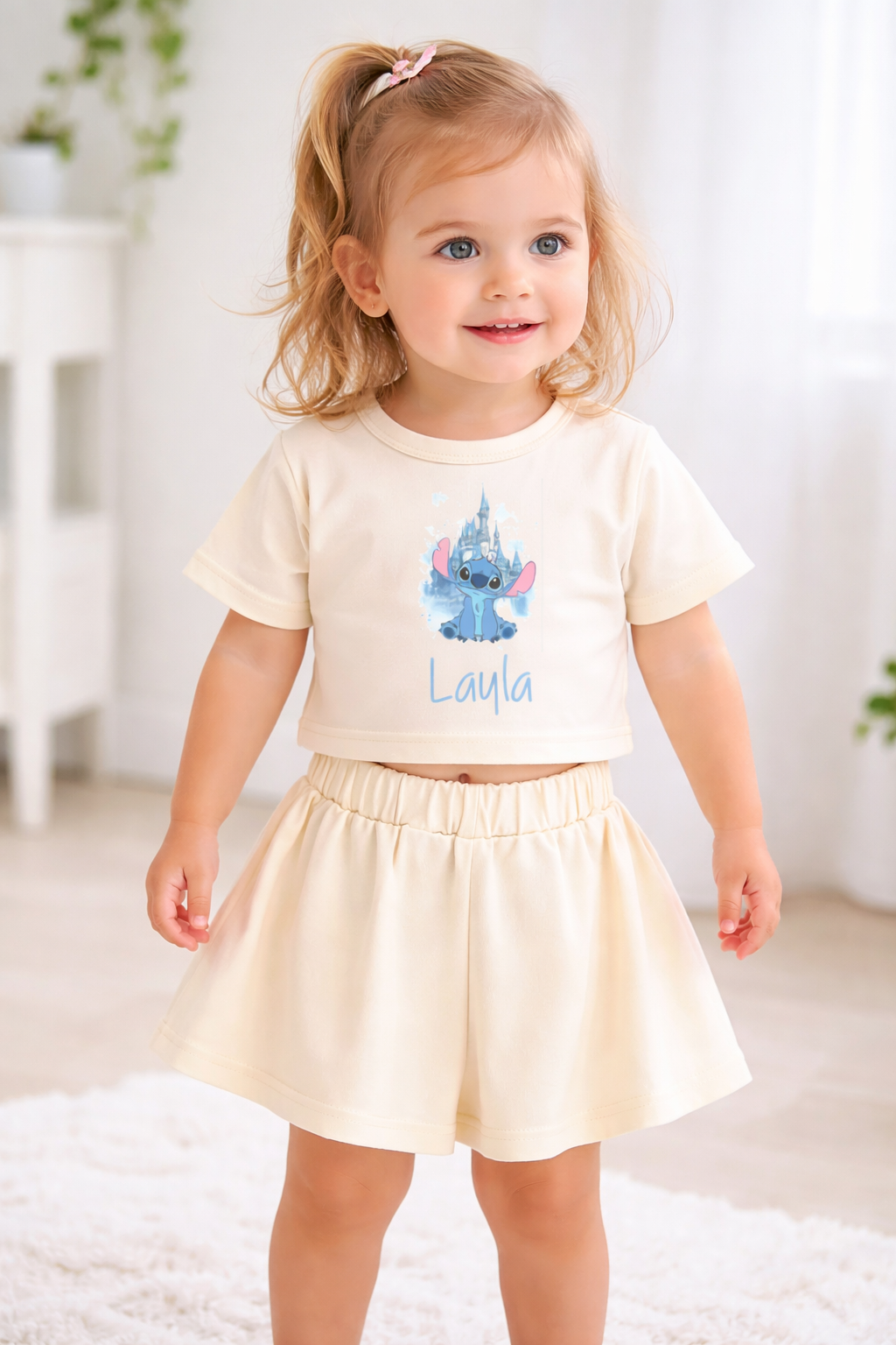 Flare short and top personalised toddler kids summer clothing set