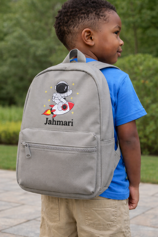 Spaceman design personalised children's backpack