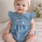 Denim summer personalised romper Bee & Daisy