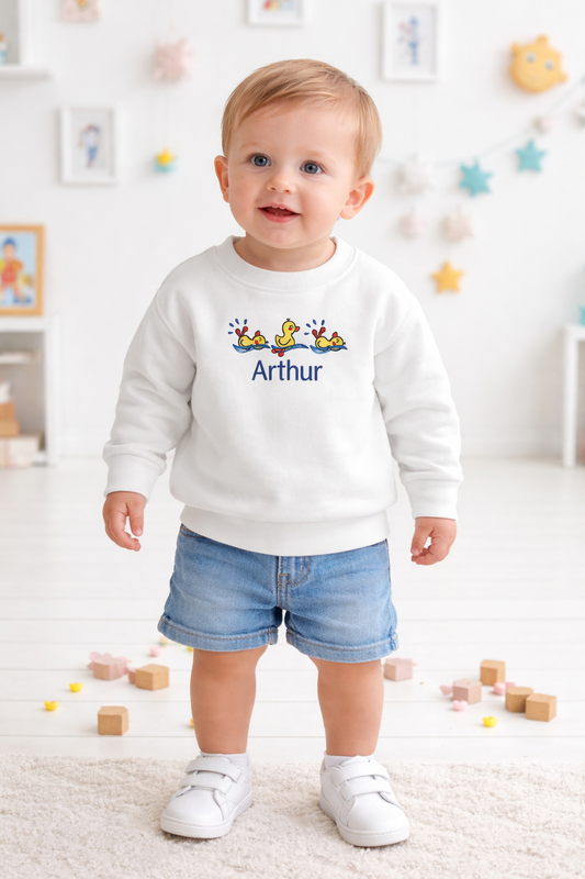 Swimming Duck trio personalised kids sweater
