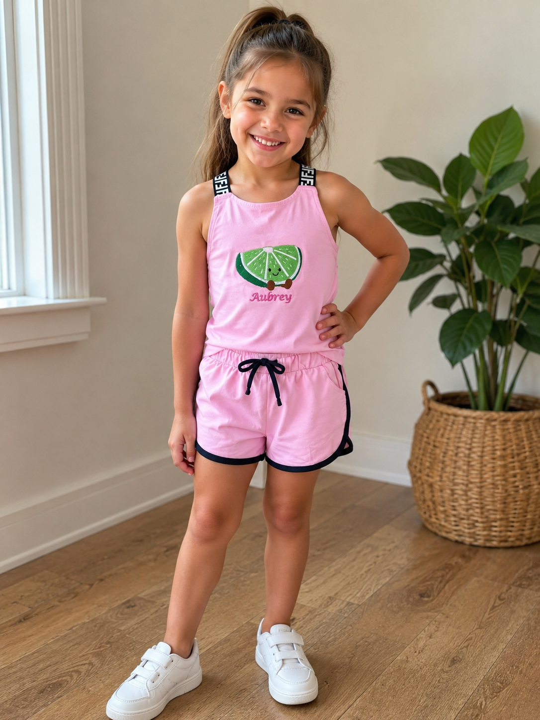Summer Strap top & Short personalised embroidered watermelon Kids Set