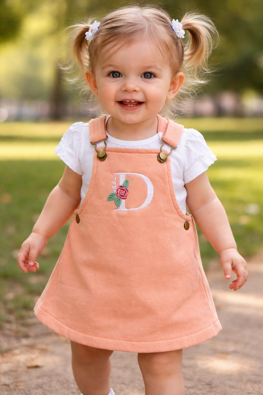 Floral initial personalised dungaree Dress - various colours