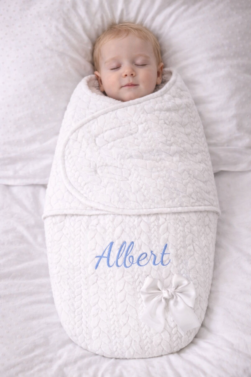 White Personalised Pram Swaddle Wrap