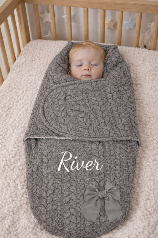 Grey Personalised Pram Swaddle Wrap