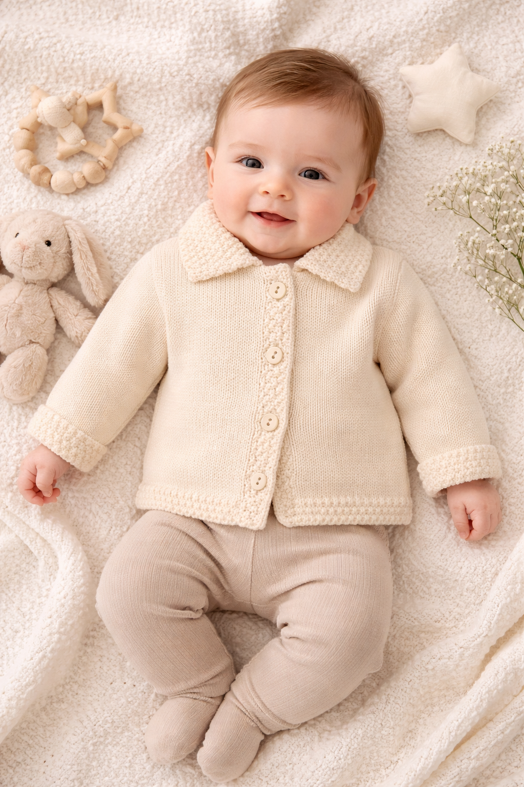 Button up Cardigan with Collar Taupe
