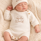 Hello World Knitted Onesie & Hat set - White & Taupe