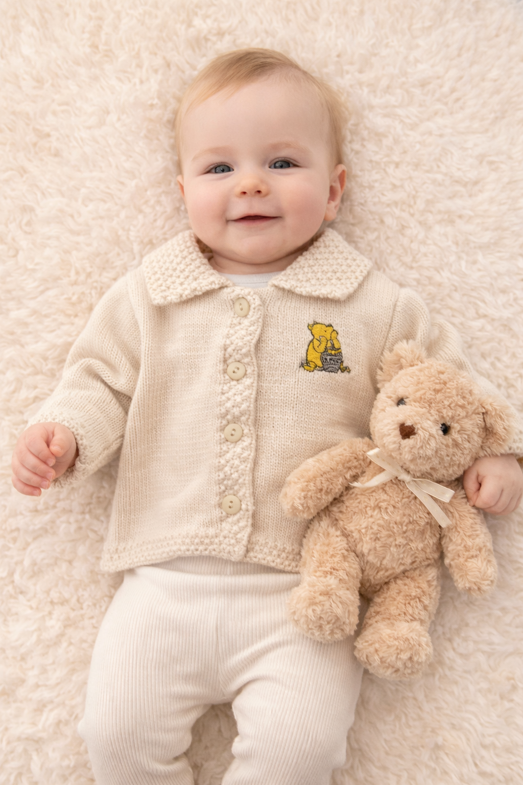 Button up Cardigan With Winnie The Pooh - Taupe