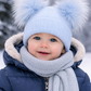 Blue 1-4 years Double Pom hat