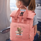 First Time Flyer personalised Mini Twin Handle Roll-Top Backpack beige design