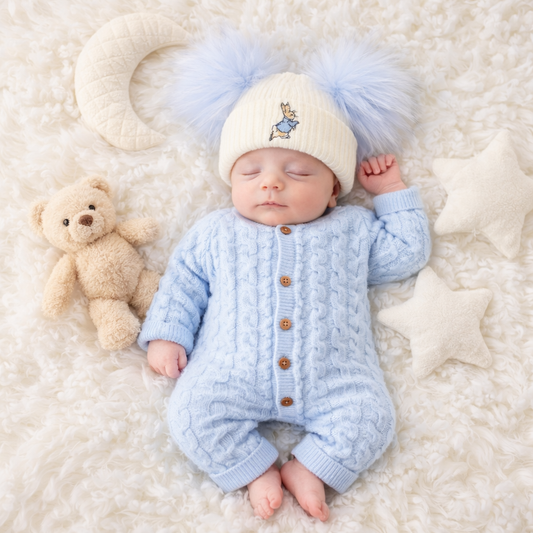 Button up knitted onesie - Blue